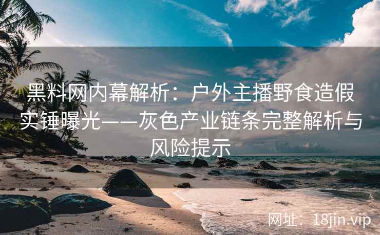 黑料网内幕解析：户外主播野食造假实锤曝光——灰色产业链条完整解析与风险提示