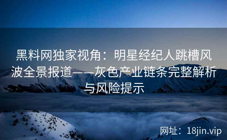 黑料网独家视角：明星经纪人跳槽风波全景报道——灰色产业链条完整解析与风险提示