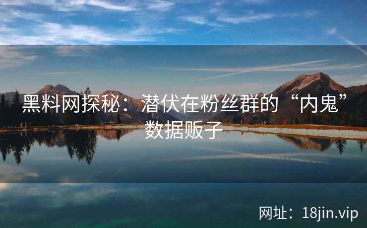 黑料网探秘：潜伏在粉丝群的“内鬼”数据贩子