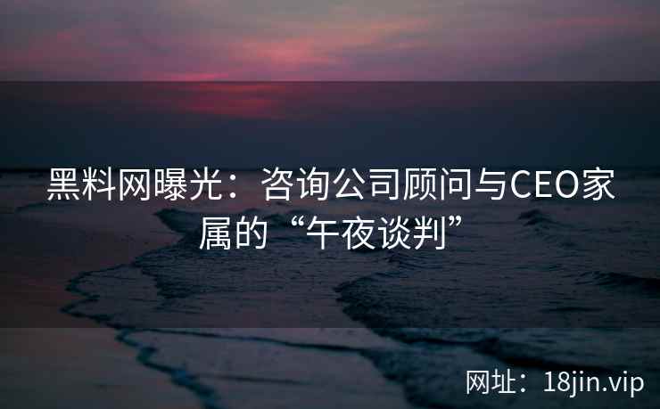 黑料网曝光：咨询公司顾问与CEO家属的“午夜谈判”