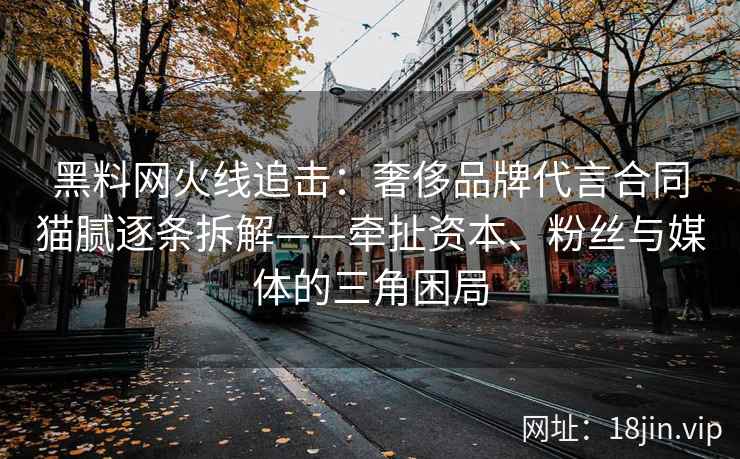 黑料网火线追击：奢侈品牌代言合同猫腻逐条拆解——牵扯资本、粉丝与媒体的三角困局